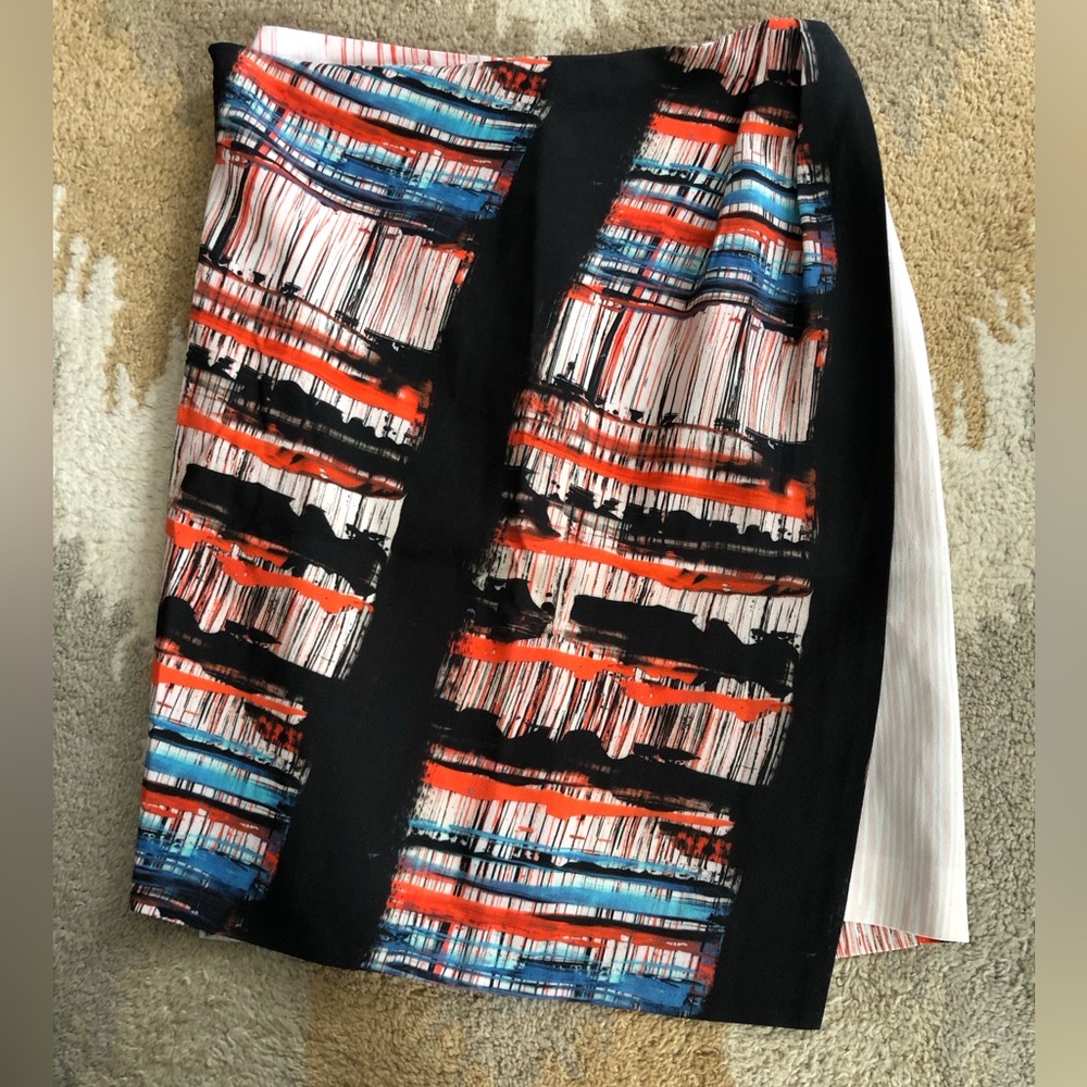 Cedric Charlier Designer Multicolor Brushstroke Abstract Print Skirt Sz 10 EUC!